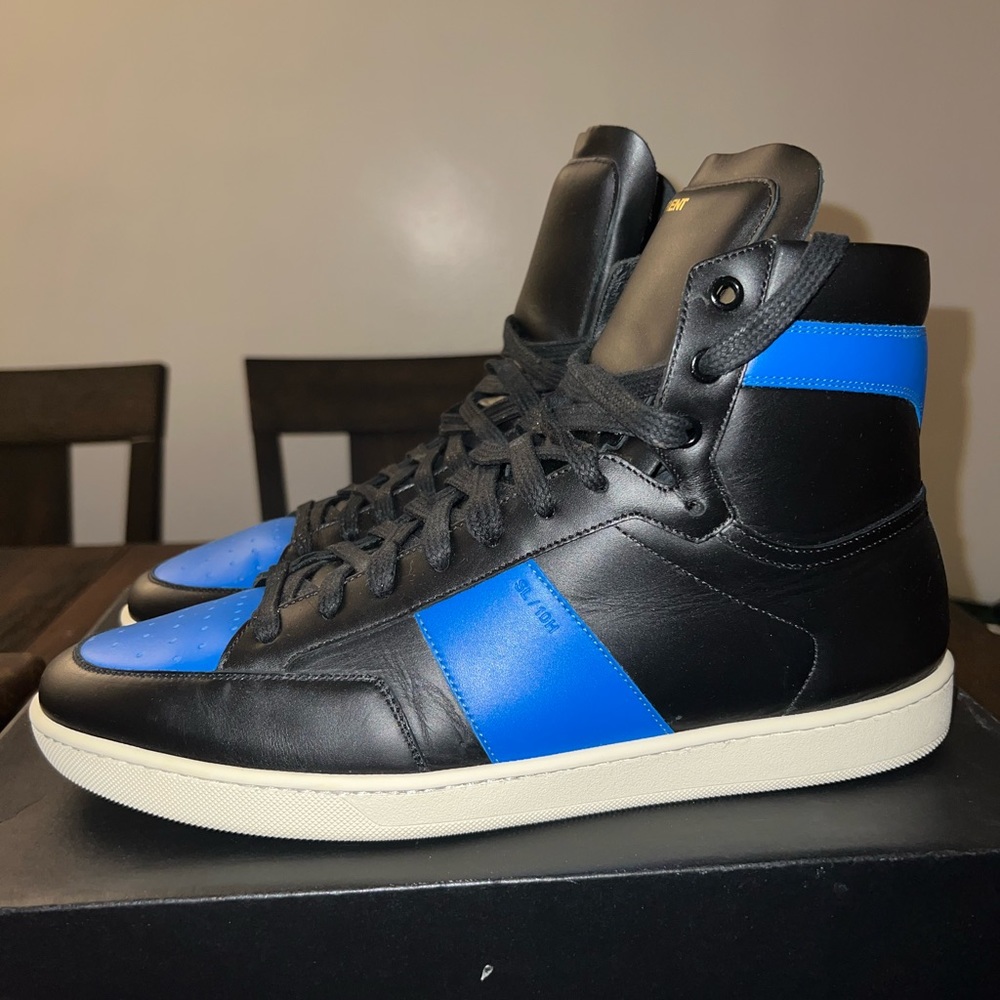 YSL SNEAKERS BLACK/ROYALBLUE SIZE 12 GENTLY WORN